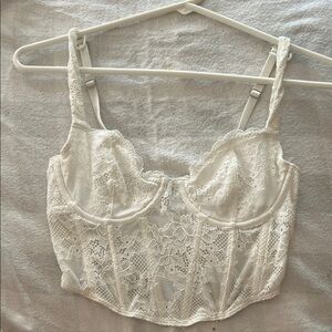 Elegant Lace Bustier Top - White